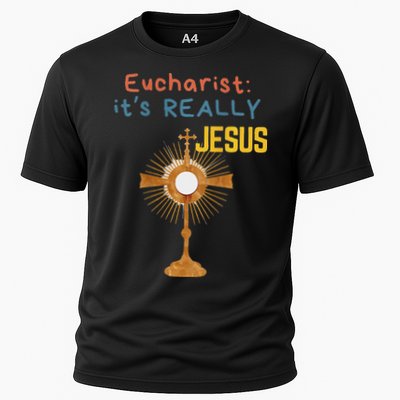 Front My Lord Monstrance Back Eucharist ItS Really Jesus Cooling Performance Crew T-Shirt