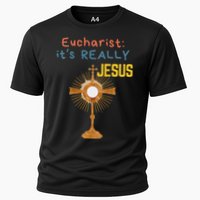 Front My Lord Monstrance Back Eucharist ItS Really Jesus Cooling Performance Crew T-Shirt