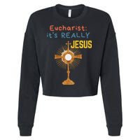 Front My Lord Monstrance Back Eucharist ItS Really Jesus Cropped Pullover Crew