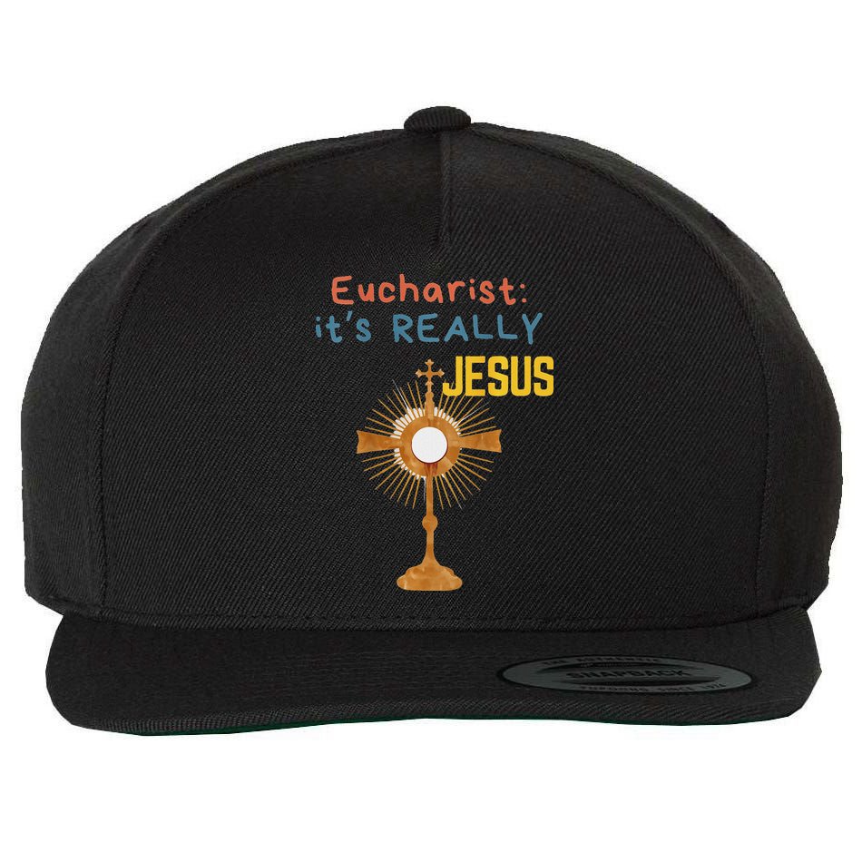 Front My Lord Monstrance Back Eucharist ItS Really Jesus Wool Snapback Cap