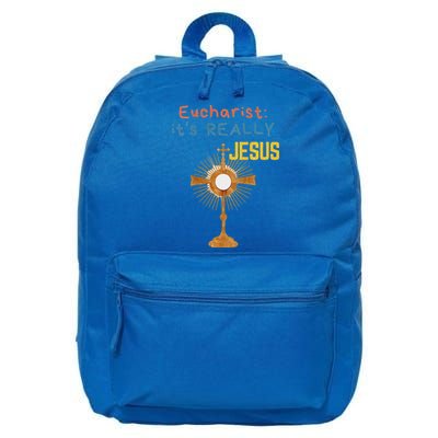 Front My Lord Monstrance Back Eucharist ItS Really Jesus 16 in Basic Backpack