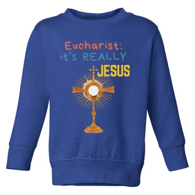 Front My Lord Monstrance Back Eucharist ItS Really Jesus Toddler Sweatshirt