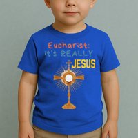 Front My Lord Monstrance Back Eucharist ItS Really Jesus Toddler T-Shirt