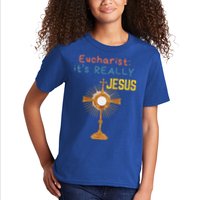 Front My Lord Monstrance Back Eucharist ItS Really Jesus Kids T-Shirt