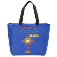 Front My Lord Monstrance Back Eucharist ItS Really Jesus Zip Tote Bag