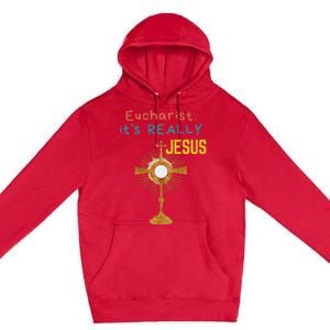 Front My Lord Monstrance Back Eucharist ItS Really Jesus Premium Pullover Hoodie