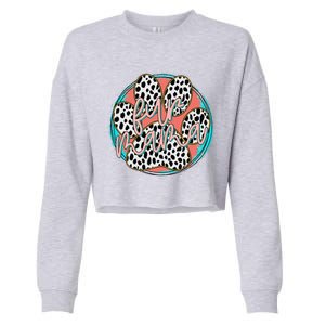 Fur Mom Leopard Dog Lover Cute Funny Pregnancy Cropped Pullover Crew