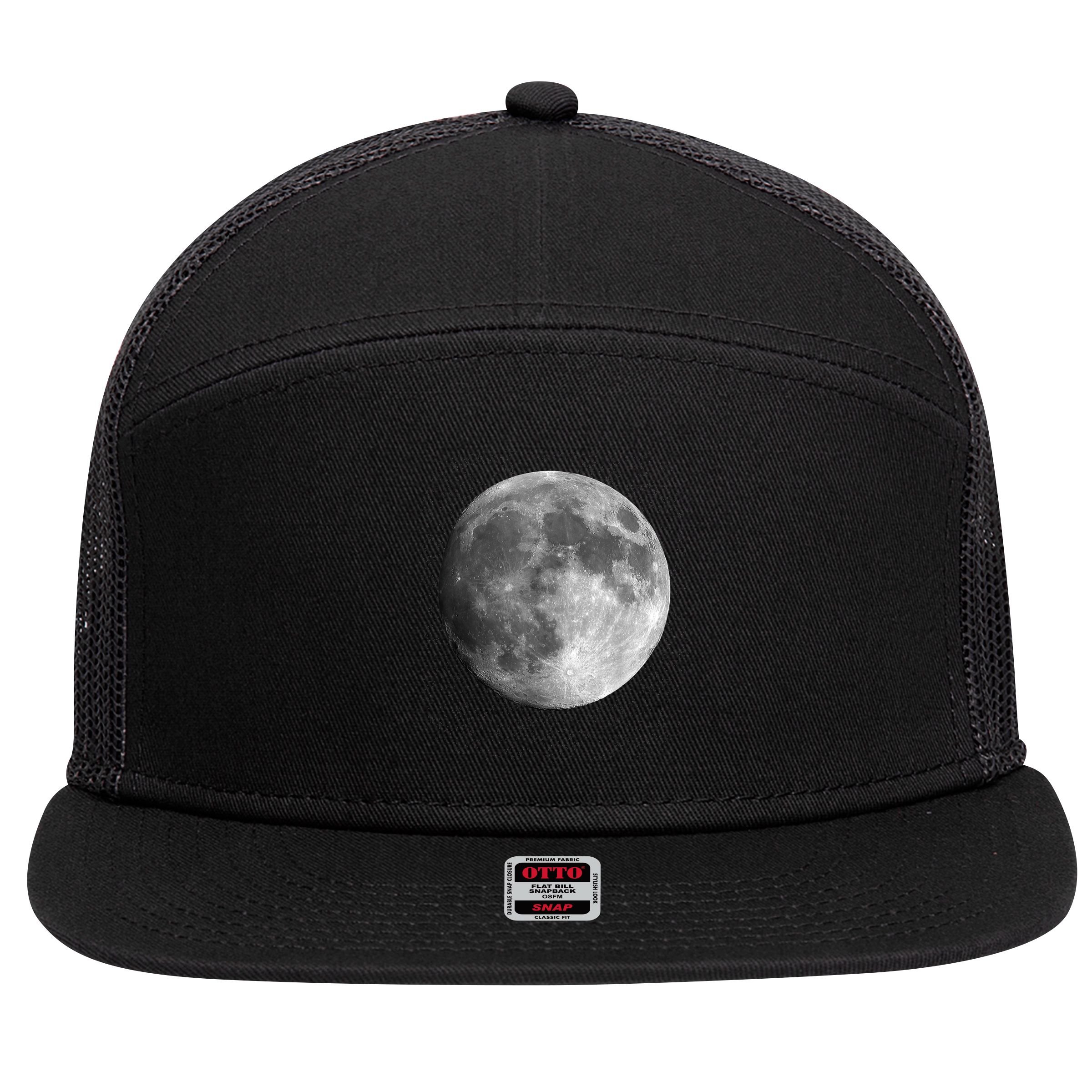 Full Moon Luna Astronomy Space Galaxy Stars 7 Panel Mesh Trucker Snapback Hat