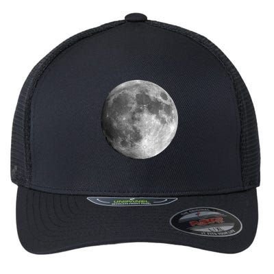 Full Moon Luna Astronomy Space Galaxy Stars Flexfit Unipanel Trucker Cap
