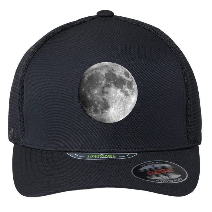 Full Moon Luna Astronomy Space Galaxy Stars Flexfit Unipanel Trucker Cap