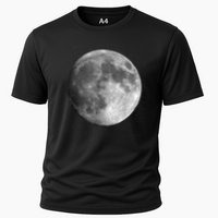 Full Moon Luna Astronomy Space Galaxy Stars Cooling Performance Crew T-Shirt