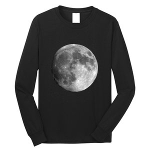 Full Moon Luna Astronomy Space Galaxy Stars Long Sleeve Shirt