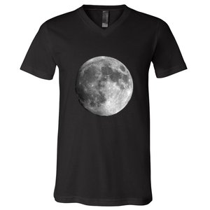 Full Moon Luna Astronomy Space Galaxy Stars V-Neck T-Shirt