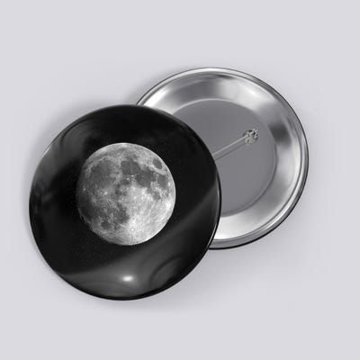Full Moon Luna Astronomy Space Galaxy Stars Button
