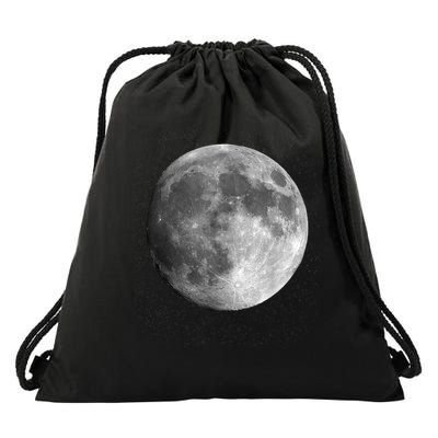 Full Moon Luna Astronomy Space Galaxy Stars Drawstring Bag