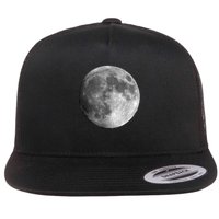 Full Moon Luna Astronomy Space Galaxy Stars Flat Bill Trucker Hat