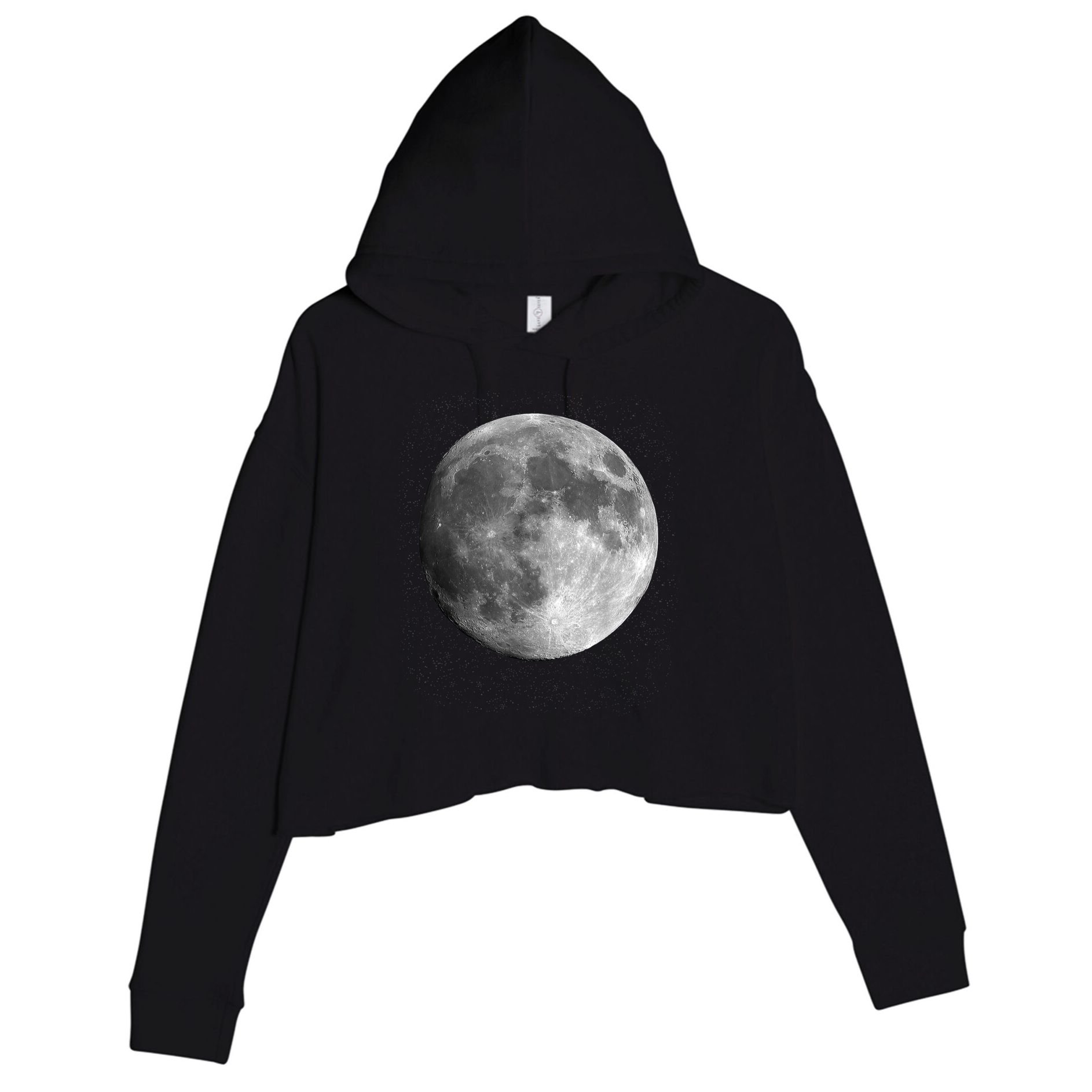 Full Moon Luna Astronomy Space Galaxy Stars Crop Fleece Hoodie