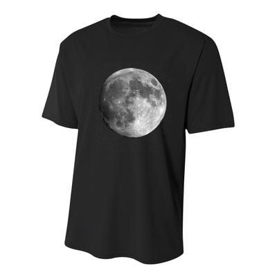 Full Moon Luna Astronomy Space Galaxy Stars Youth Performance Sprint T-Shirt