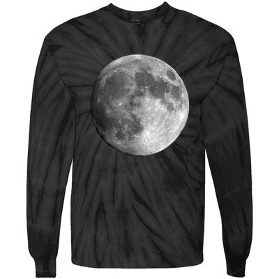 Full Moon Luna Astronomy Space Galaxy Stars Tie-Dye Long Sleeve Shirt