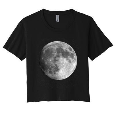 Full Moon Luna Astronomy Space Galaxy Stars Crop Top