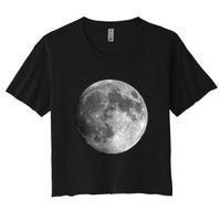 Full Moon Luna Astronomy Space Galaxy Stars Women's Crop Top Tee