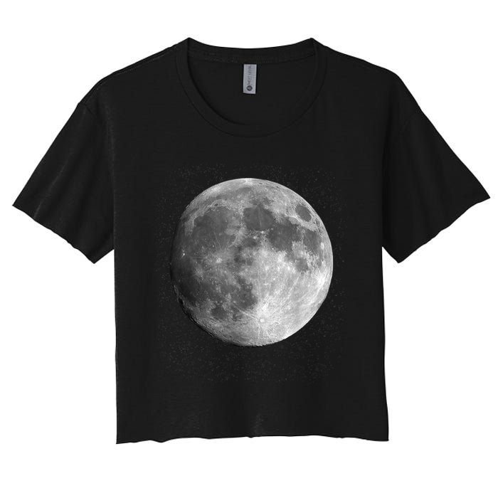 Full Moon Luna Astronomy Space Galaxy Stars Women's Crop Top Tee