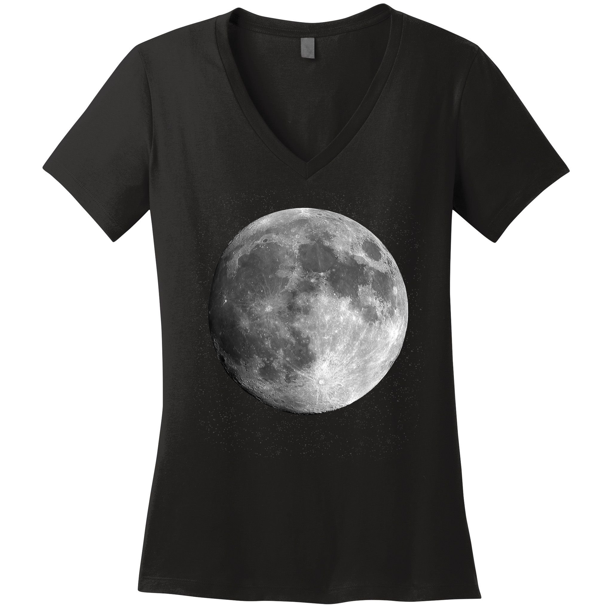 Full Moon Luna Astronomy Space Galaxy Stars Women's V-Neck T-Shirt