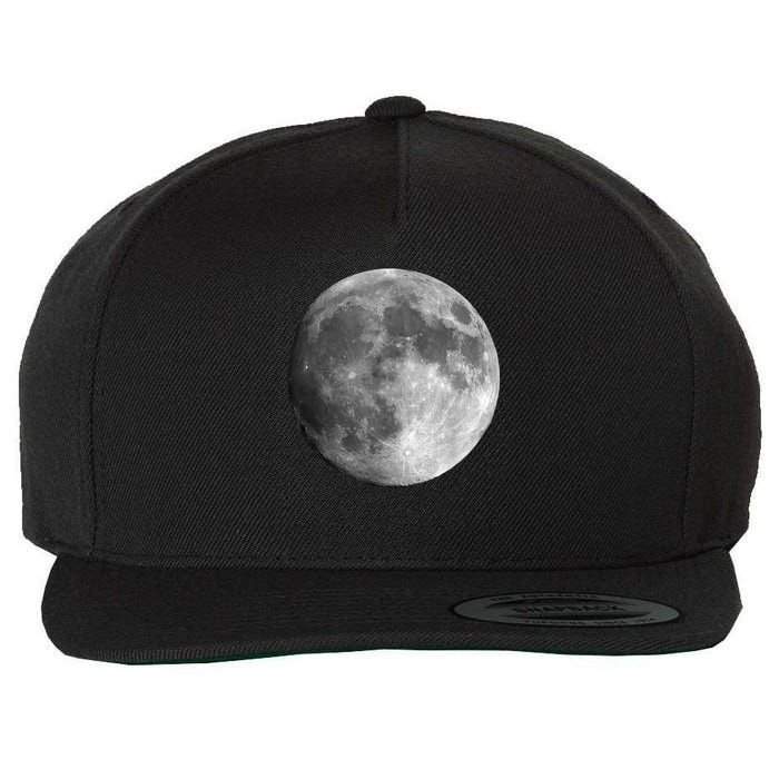 Full Moon Luna Astronomy Space Galaxy Stars Wool Snapback Cap