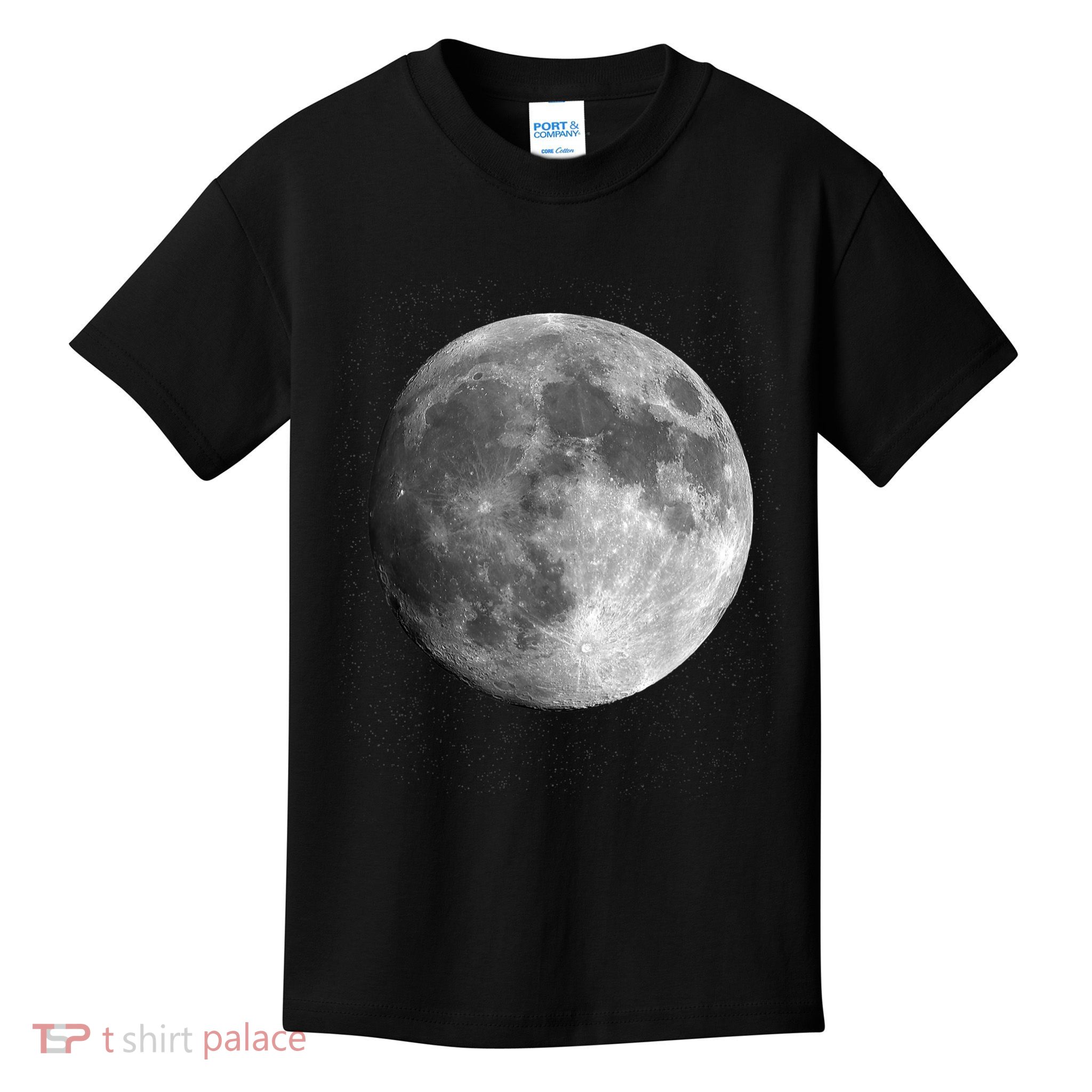 Full Moon Luna Astronomy Space Galaxy Stars Kids T-Shirt