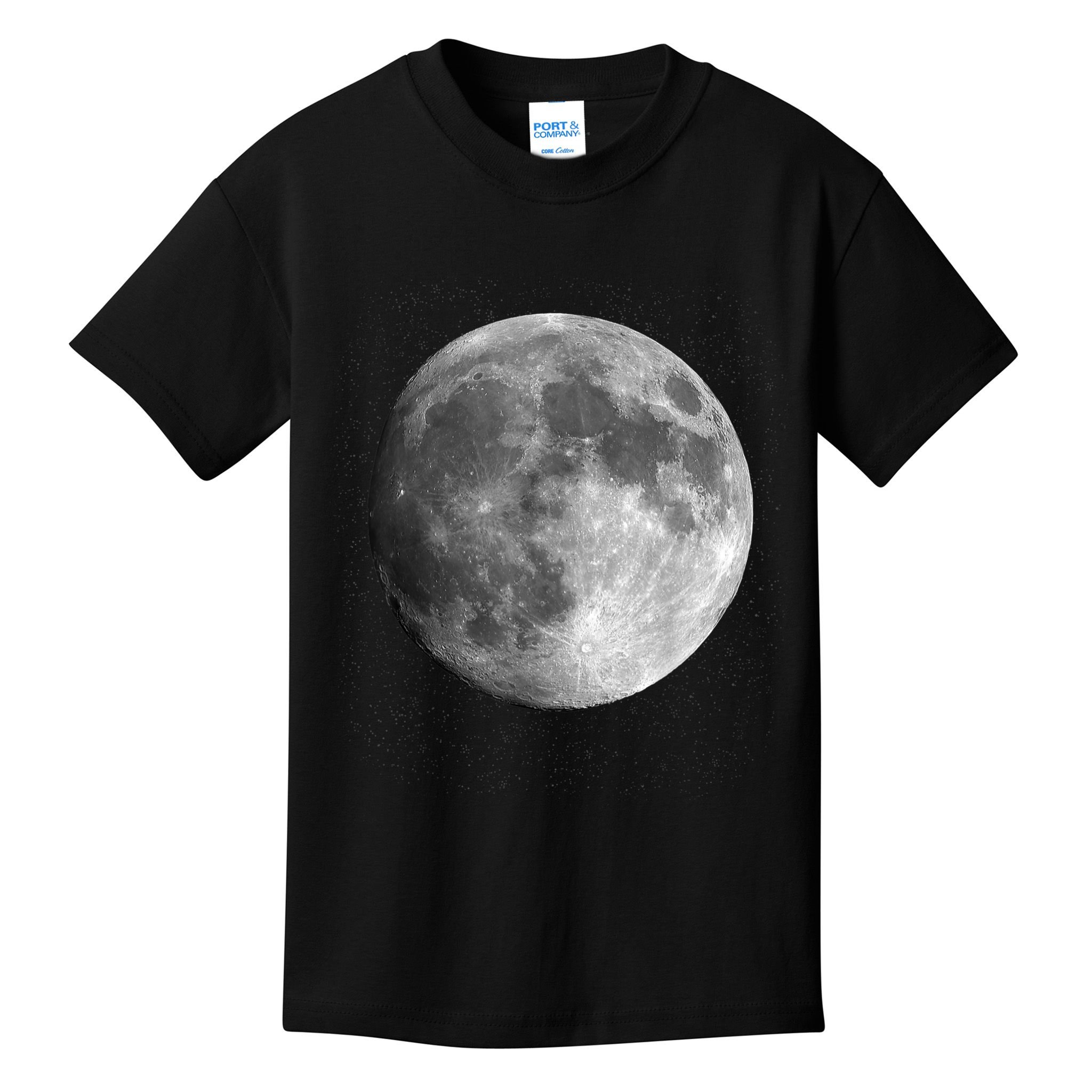 Full Moon Luna Astronomy Space Galaxy Stars Kids T-Shirt