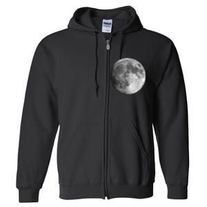 Full Moon Luna Astronomy Space Galaxy Stars Full Zip Hoodie