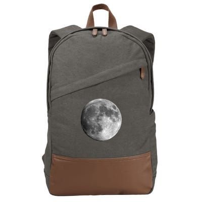 Full Moon Luna Astronomy Space Galaxy Stars Cotton Canvas Backpack
