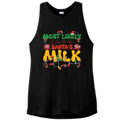 Funny Most Likely To SantaS Milk Christmas Gift Ladies PosiCharge Tri-Blend Wicking Tank