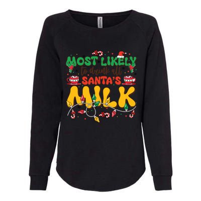 Funny Most Likely To SantaS Milk Christmas Gift Womens California Wash Sweatshirt