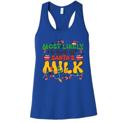 Funny Most Likely To SantaS Milk Christmas Gift Women's Racerback Tank