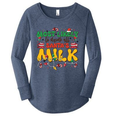 Funny Most Likely To SantaS Milk Christmas Gift Women's Perfect Tri Tunic Long Sleeve Shirt