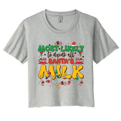 Funny Most Likely To SantaS Milk Christmas Gift Women's Crop Top Tee