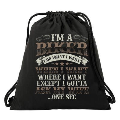 Funny Motorcycle Lover Graphic Husbands Men Motorbike Rider Drawstring Bag