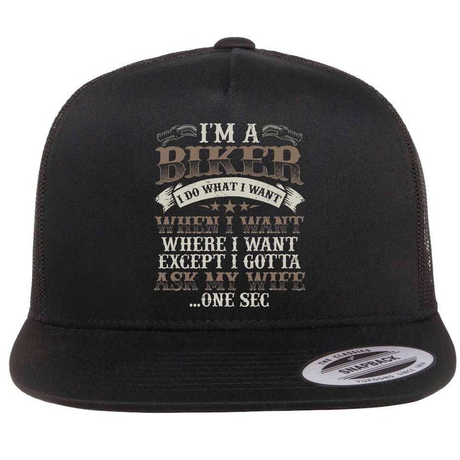 Funny Motorcycle Lover Graphic Husbands Men Motorbike Rider Flat Bill Trucker Hat