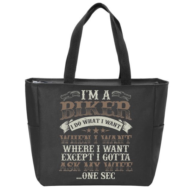 Funny Motorcycle Lover Graphic Husbands Men Motorbike Rider Zip Tote Bag