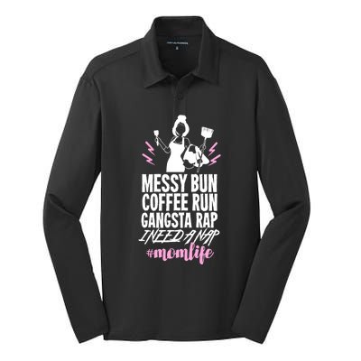 Funny Mom Life Quote Gift For Your Busy Mom Cute Gift Silk Touch Performance Long Sleeve Polo