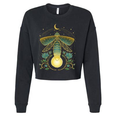 Firefly Magical Lunar Mystical Design For Nature Lovers Cropped Pullover Crew