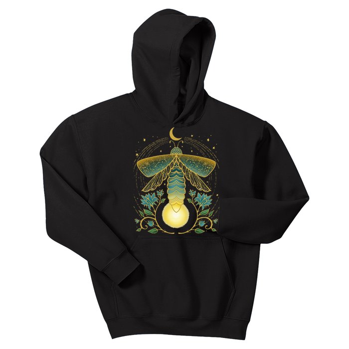 Firefly Magical Lunar Mystical Design For Nature Lovers Kids Hoodie