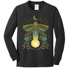 Firefly Magical Lunar Mystical Design For Nature Lovers Kids Long Sleeve Shirt