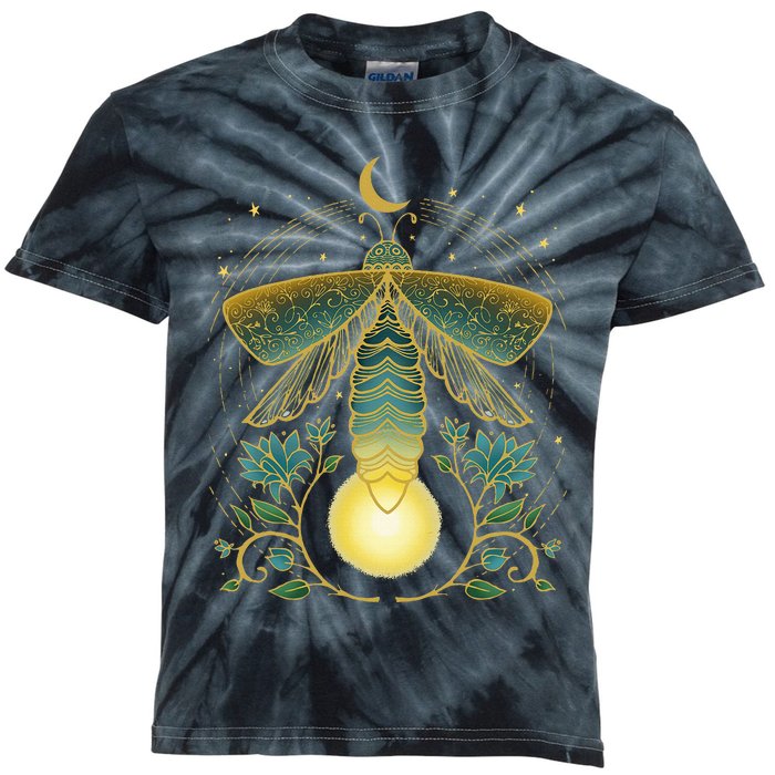 Firefly Magical Lunar Mystical Design For Nature Lovers Kids Tie-Dye T-Shirt