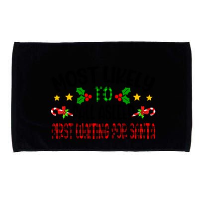 Funny Most Likely To Fall Asleep First Waiting For Santa Cool Gift Microfiber Hand Towel
