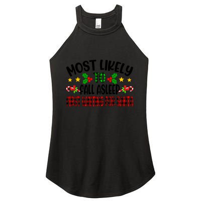 Funny Most Likely To Fall Asleep First Waiting For Santa Cool Gift Women's Perfect Tri Rocker Tank