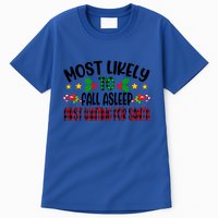 Funny Most Likely To Fall Asleep First Waiting For Santa Cool Gift Tall T-Shirt