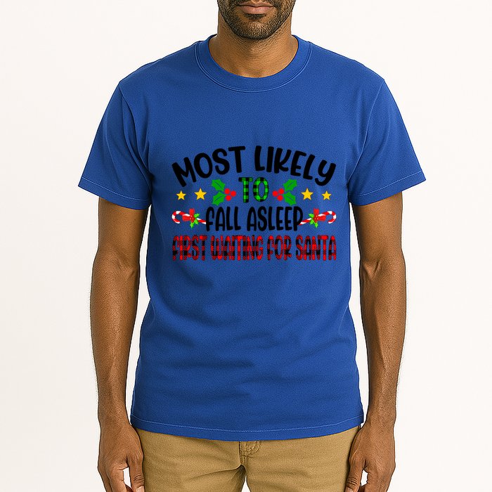 Funny Most Likely To Fall Asleep First Waiting For Santa Cool Gift Tall T-Shirt