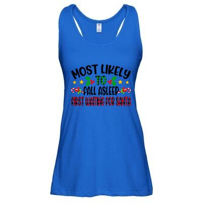 Funny Most Likely To Fall Asleep First Waiting For Santa Cool Gift Ladies Essential Flowy Tank